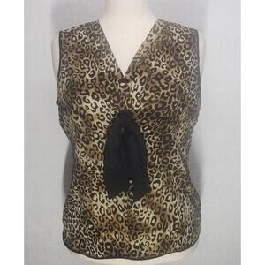 Alfani Silk Leopard Print Sleeveless Top Women’s 14